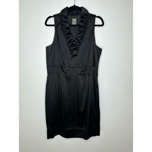 Taylor Ruffle Collar Black Dress- Size 14